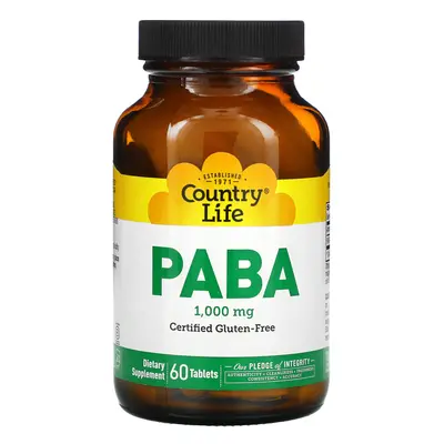 Country Life, PABA, 1,000 mg, Tablets