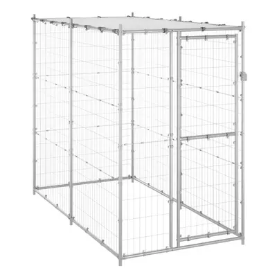 vidaXL Outdoor Dog Kennel Galvanised Steel Garden Patio Dog Supply House Cage