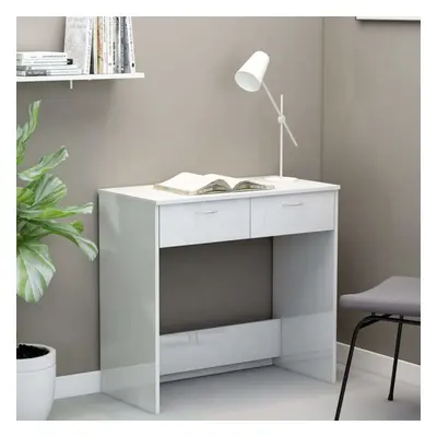 Desk High Gloss White 80x40x75 cm Chipboard