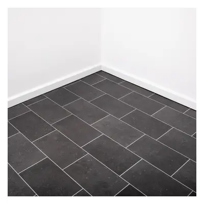 (2m, 4m) Black Tile Vinyl Lino Roll Flooring 2m & 4m Width