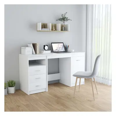 Desk White 140x50x76 cm Chipboard