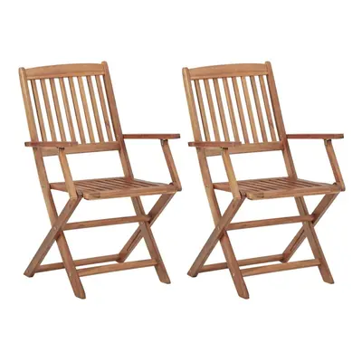 vidaXL 2x Solid Acacia Wood Folding Outdoor Chairs Wooden Garden Dining Seat