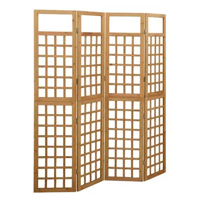 vidaXL Solid Fir Wood 4-Panel Room Divider/Trellis Garden Screen Patio Divider