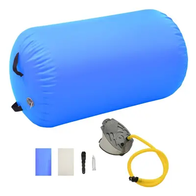 vidaXL Inflatable Gymnastic Roll with Pump PVC Blue Cylinder Gym Training