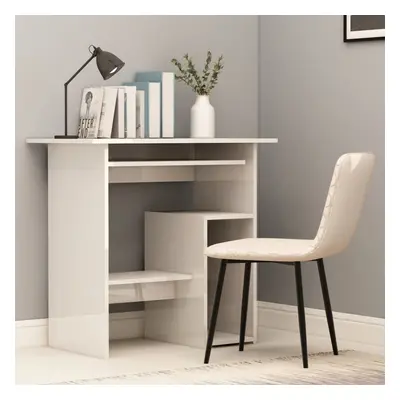 Desk High Gloss White 80x45x74 cm Chipboard