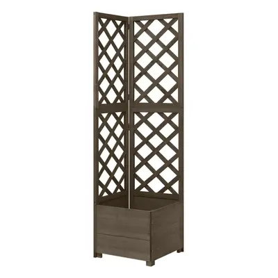 vidaXL Solid Fir Wood Corner Trellis Planter Grey Wooden Garden Flower Box