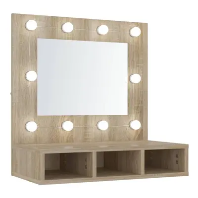 (Sonoma oak) vidaXL Mirror Cabinet with LED Wall-mounted Mirror Cabinet Storage Cupboard