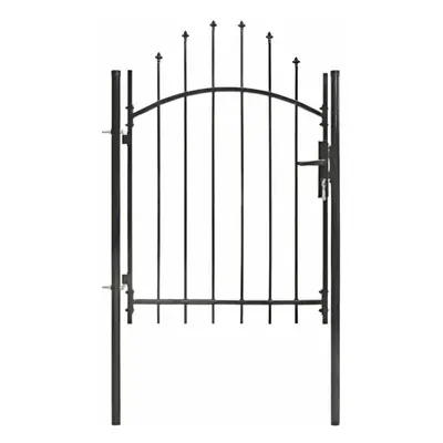 vidaXL Garden Gate with Arched Top Steel 1x1.75m Black Outdoor Barrier Door