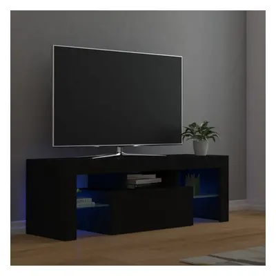 vidaXL TV Cabinet with LED Lights Black Hifi Stand Desk Living Room Furniture