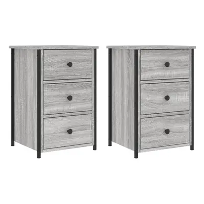 (grey sonoma) vidaXL Bedside Cabinets Nightstand Bed Table pcs Sonoma Oak Engineered Wood