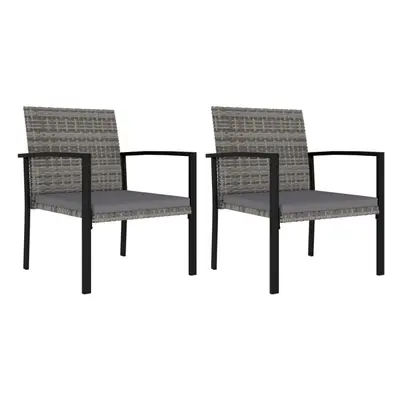 vidaXL 2x Garden Dining Chairs Poly Rattan Grey Outdoor Patio Armchair Seating