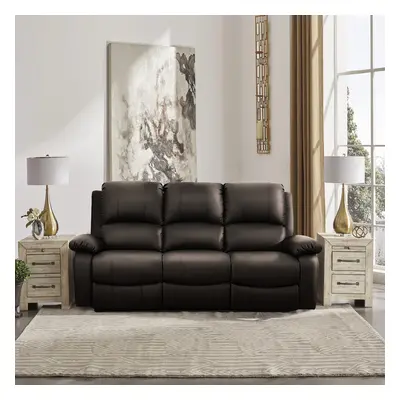 (Brown, Seat Only) Reclining Luxury Leather Sofa Set In Choice of colours- Piece, Piece, Armchai