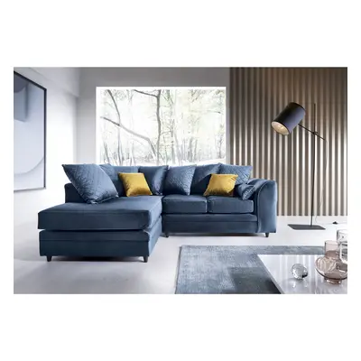 (Dark Blue, Left Facing) Chicago Velvet Corner Sofa