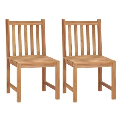 vidaXL 2x Solid Teak Wood Garden Chairs Outdoor Dining Seating Wooden Seat