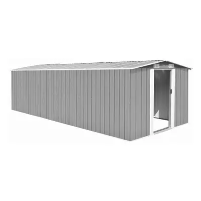 vidaXL Garden Shed 257x580x181cm Metal Grey Outdoor Tool Storage House Cabin