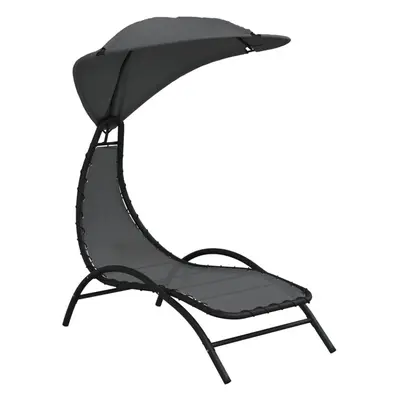 (dark grey) vidaXL Sun Lounger Sun Bed Day Bed Sunlounger with Canopy Fabric and Steel