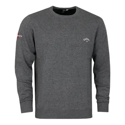 (L, Charcoal Heather) Callaway Golf Mens Odyssey Signature Tour Logo Knit Crew Neck Golf Sweater