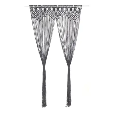 vidaXL Macrame Curtain Anthracite 140x240 cm Cotton Drape Translucent Blind