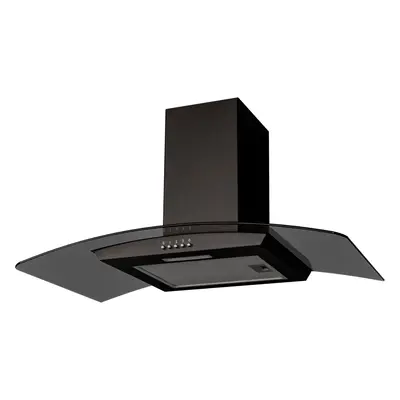 SIA CGHS90BL 90cm Curved Black Glass Cooker Hood Kitchen Extractor Fan