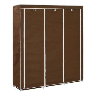 vidaXL Wardrobe with Compartments and Rods Brown Fabric Clothes Organiser