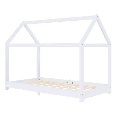 vidaXL Solid Pine Wood Kids Bed Frame White 70x140cm Toddler Beds Furniture