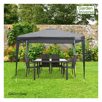 Gazebo x 3m By Garden Universe Steel Frame Marquee Canopy Party Tent Grey