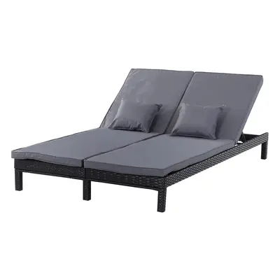 Outsunny Double Sun Lounger - Grey