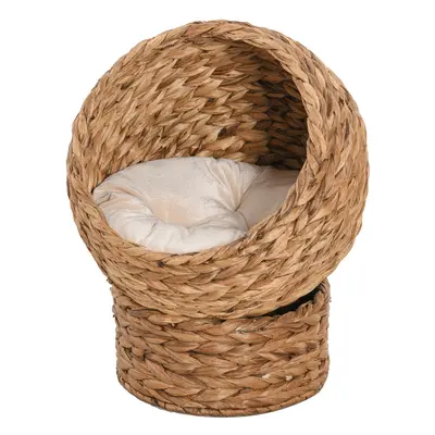 PawHut Wicker Cat House, Raised Cat Bed with Cylindrical Base, x x 52cm