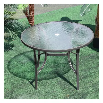 (Dia. 105cm Black Table Only) Garden Outdoor Patio Chairs Table with Parasol Hole