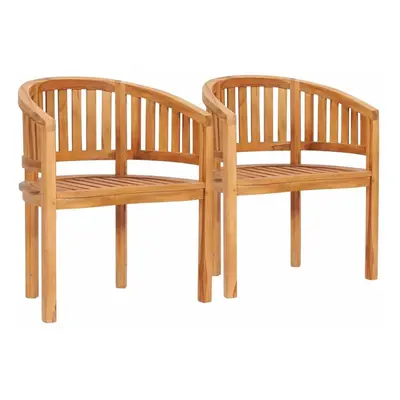 vidaXL 2x Solid Teak Wood Banana Chairs Outdoor Balcony Seating Furniture