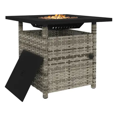 Outsunny 50,000 BTU Rattan Fire Pits for Garden, Propane Fire Pit Table, Grey