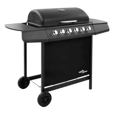 vidaXL Gas BBQ Grill with Burners Black Natural Gas Barbecue Side Burner