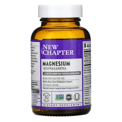 New Chapter, Magnesium + Ashwagandha, Vegan Tablets