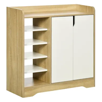 HOMCOM Shoe Cabinet Shoe Storage Organizer with Five Open Shelves, Natural