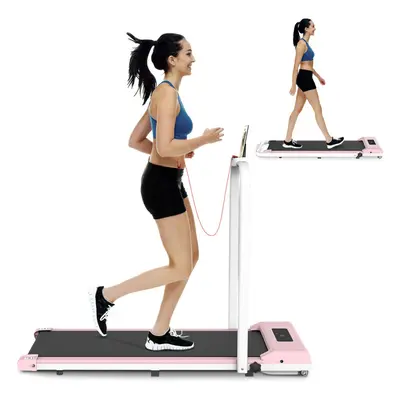 (Pink, Whthout Mat) Under Desk Electric Treadmill