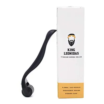 KING LEONIDAS 0.5mm Titanium Derma Roller for Beard Growth - Beard Roller also for Hair Regrowth