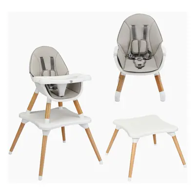 4 in Baby High Chair Child Feeding Seat Food Tray Safety Belt Grey