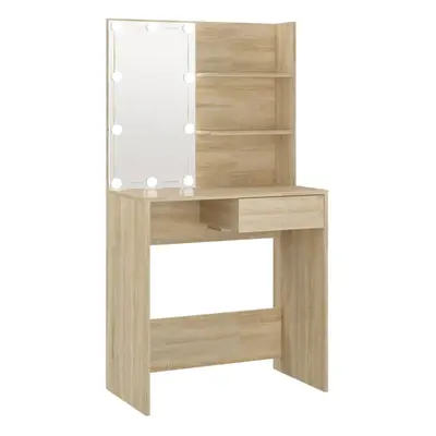 (Sonoma oak) vidaXL Dressing Table with LED Vanity Table Makeup Vanity Desk Cosmetic Table