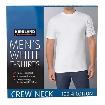 Kirkland Signature Men's Pack White Comfort Neck T-Shirt White large