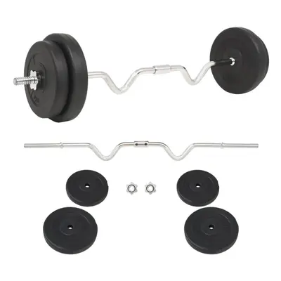 vidaXL Barbell Set 30kg Curl Bar Weight Plate Gym Training Exercise Equipment