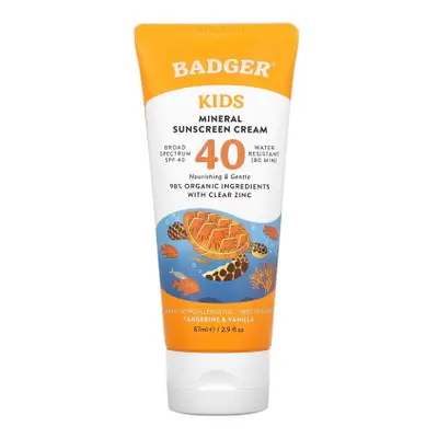 Badger Company, Clear Sport, Kids, Sunscreen Cream, SPF 40, 87ml