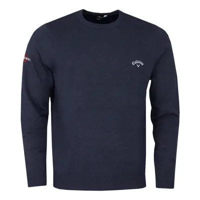 (L, Navy Heather) Callaway Golf Mens Odyssey Signature Tour Logo Knit Crew Neck Golf Sweater