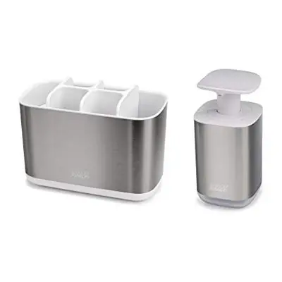 Joseph Joseph Bathroom Beauties 2-Piece Bathroom Sink Set with Toothbrush Holder and Soap Pump, 