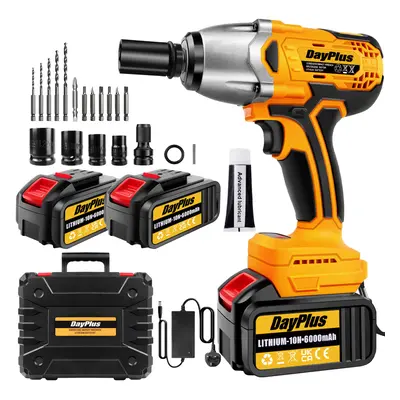 (with Battery Impact Sockets Screwdriver Bits Hex Adapter) Cordless Impact Wrench Brushless Powe