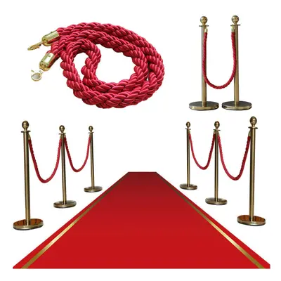 2PCS Polished Steel Queue Rope Barrier Posts Stands Twisted Stanchions