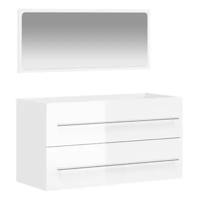 (high gloss white) vidaXL Bathroom Cabinet Vanity Unit with Mirror Sink Cabinet Engineered Wood