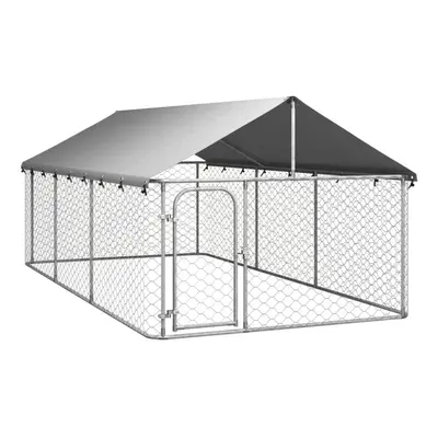 (400 x x cm) vidaXL Outdoor Dog Kennel with Roof Patio Enclosure Dog Cage Dog House Crate