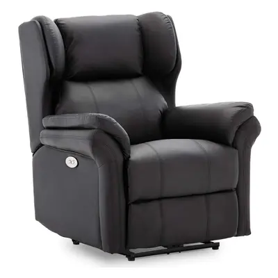 (Black) OAKFORD ELECTRIC BONDED LEATHER AUTO RECLINER WING BACK LOUNGE CHAIR WITH USB