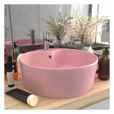 vidaXL Luxury Wash Basin with Overflow Matt Pink 36x13 cm Ceramic