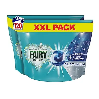 Fairy Non-Bio Platinum PODS, Washing Liquid Laundry Detergent Tablets / Capsules, Washes (60 x 2